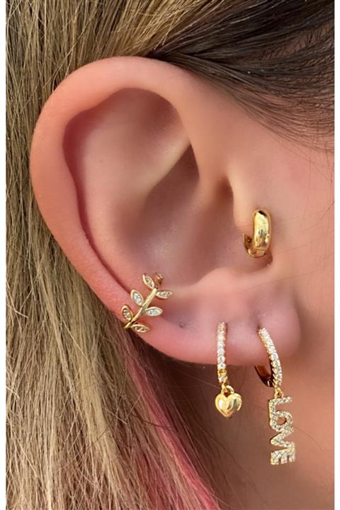 Markiz Takı Üçlü Love Küpe Seti