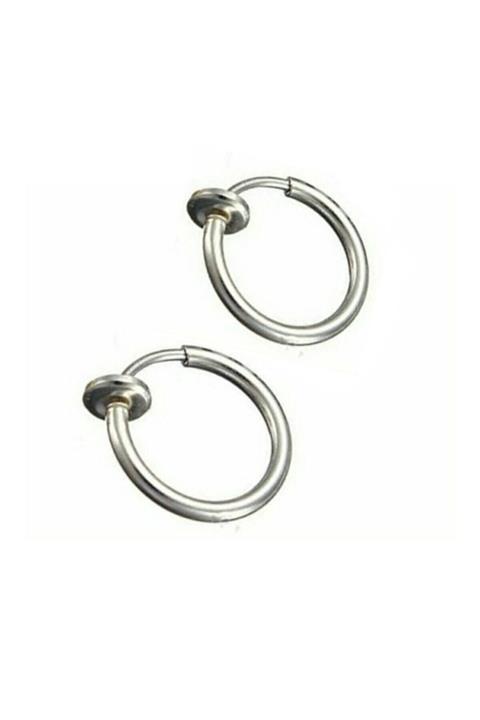 TakıConcept 316l Paslanmaz Çelik Deliksiz Fake Piercing Gümüş Çift