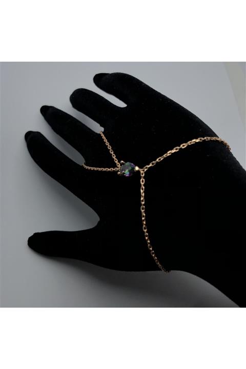 Midyat Gümüş Kenti 925 Ayar Rose Kaplama Damla Model Mistik Topaz Taşlı Gümüş Şahmeran