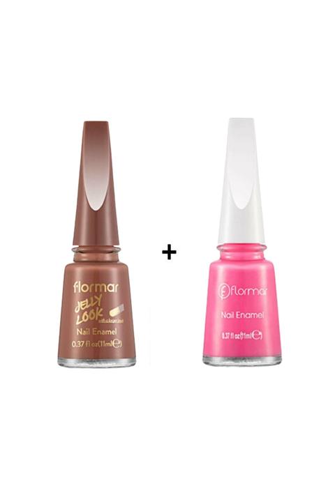 Flormar Jelly Look Nail Enamel Terracotta + Büyüleyici Toz Pembe Oje Seti