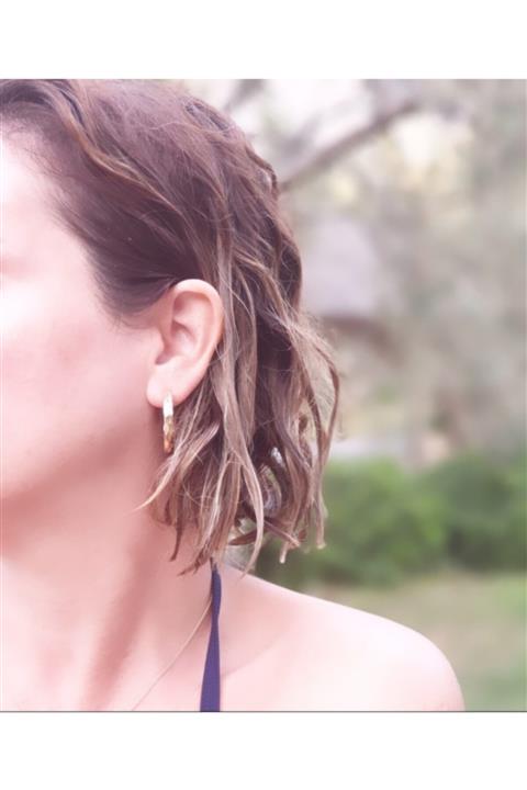 Byfurs Kadın Çelik Gold Hediye Halka Küpe