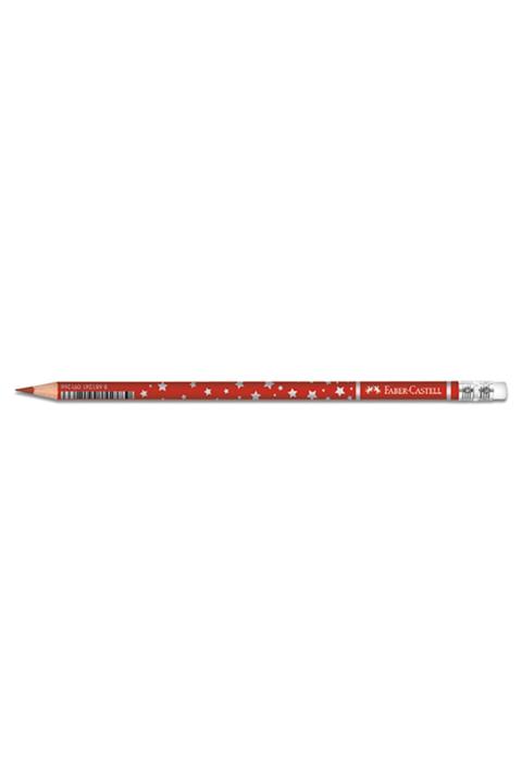 Faber Castell Faber-castell Başlık Kalemi Yıldız Desenli Silgili Kırmızı 1131459001 12 Li (1 Paket 12 Adet)