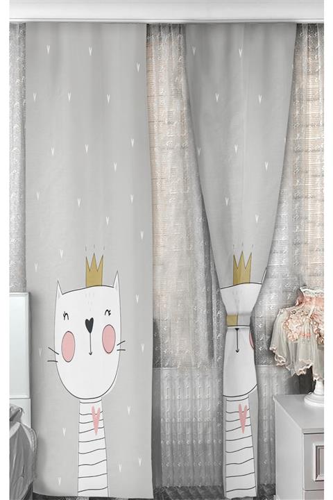 Bebişim Halı Sevimli Kedicik Çocuk Odası Fon Perde