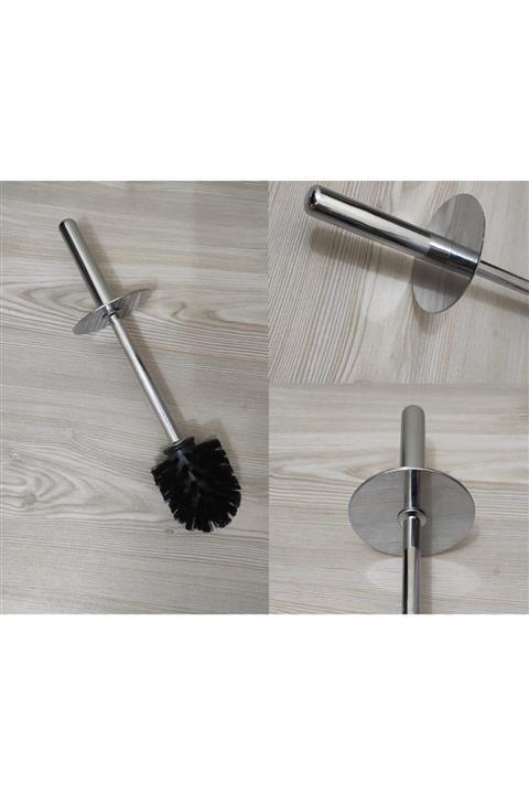 RC HOME Klozet Fırça Sapı Ve 2 Adet Yedek Fırça Ucu ( Üniversal Tuvalet/wc Fırçası - Krom )