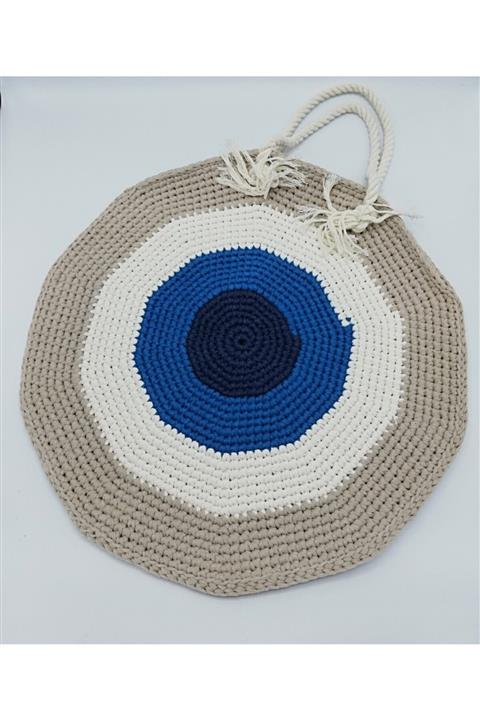 Holly Home & Accesories Nazar Boncuğu El Örgüsü Plaj Çantası Halat Saplı Çanta