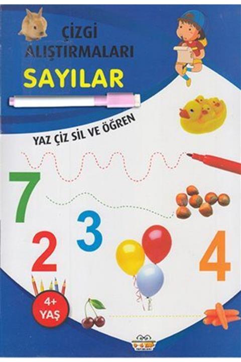 06 Yaş Yayınları Çizgi Alıştırmaları Sayılar (yaz-çiz-sil Ve Öğren) Kalem Hediyeli