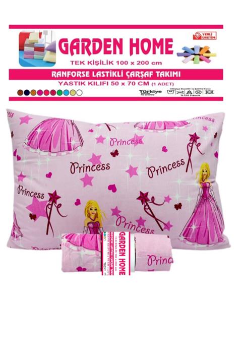 Garden Home Tek Kişilik Ranforce Dokuma Lastikli Çarşaf Takımı Prenses