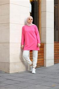 YEK CLOTHİNG Kadın Pembe Tesettür Sweatshirt