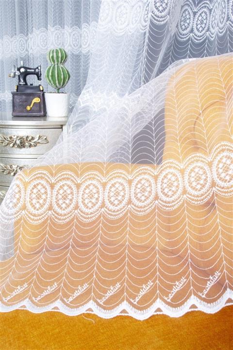 FsFuschia İşlemeli Tül Perde Sanal Zemin Sık Pile Fs8059