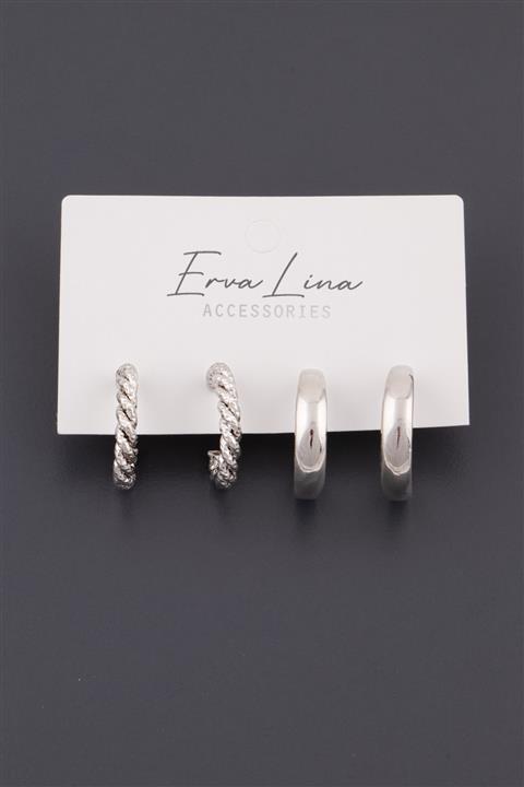 Ervalina 2 Çift Tasarım Kombin Halka Küpe Set 276