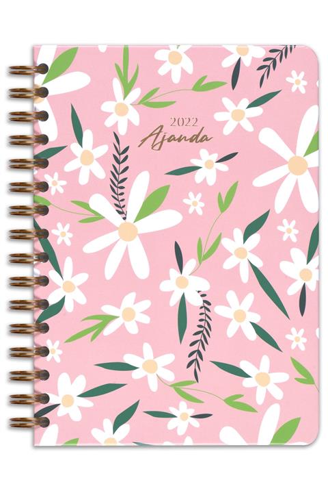 Matt Notebook 2022 Yılı A5 Ajanda 12 Aylık Papatya Pembe