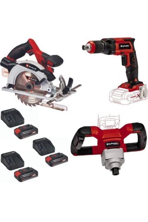 Einhel L Te-cs 18/165/1 Daire Testere Te-dy 18 Alçıpan Vidalama Te-mx 18 Karıştırıcı 3x2.5ah Akü Set