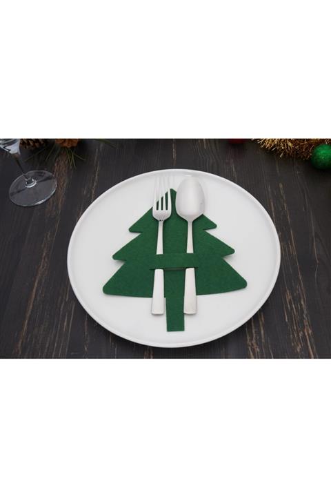 Antika Design Yılbaşı Çam Ağacı Kaşıklık Peçetelik Servis 4'lü