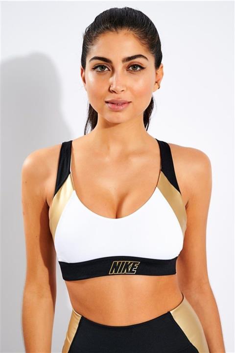 Nike Indy Metallic Sports Bra Kadın Spor Sütyeni Beyaz/siyah/metallic Gold Ct6710-100