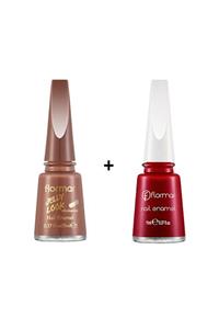 Flormar Jelly Look Nail Enamel Terracotta + Canlı Açık Bordo Oje Seti