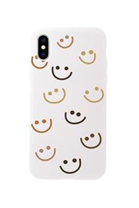 mooodcase Iphone X Smile Premium Silikonlu Beyaz Telefon Kılıfı