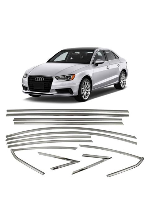 Araba Alışveriş Audi A3 Sedan Sportif 12 Parça Tam Tur Metal Krom Cam Çıta Seti