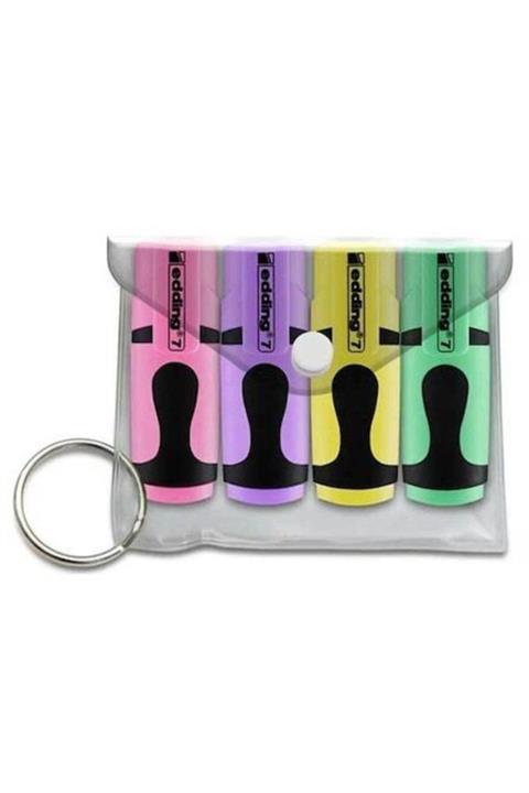 Edding Mini Fosforlu Kalem Pastel Renkler 4lü Poşet Karışık