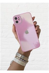 Enz Aksesuar Rainbow Pembe Iphone 11 Uyumlu Kamera Korumalı Cam Kılıf