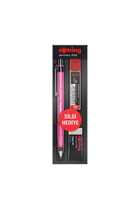 Rotring Versatil Kalem Kurşun Kalem Min Silgi Set 0.5 Mm Pembe Visuglick