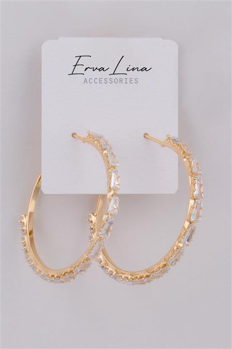 Alina Zirkon Taşlı Çift Halka Küpe