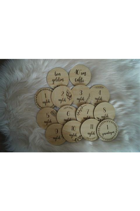 tasarımcı anne Aylık Ahşap Kartlar