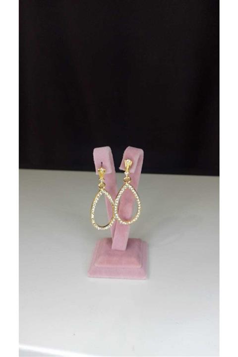 ŞIK TAKI BUJİTERİ Zirkon Taşlı Damla Küpe Gold