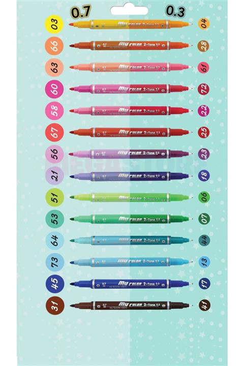 DongA 28 Renk 14 Kalem My Color 2 Tone Keçeli Kalem Seti