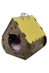 ZeyBeyTasarimm Ahşap Dekoratif Kedi Evi Hobbit Model