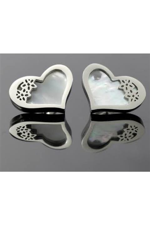 Claritas Takı Beyaz Sedefli Kalp Küpe