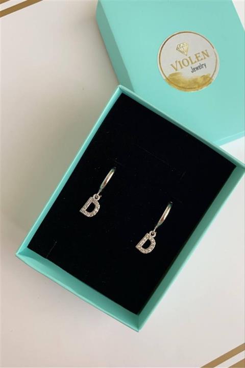 Violen Jewelry D Harfli Gümüş Halka Küpe