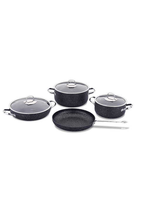 KORKMAZ Zeta 7 Parça Siyah Tencere Seti