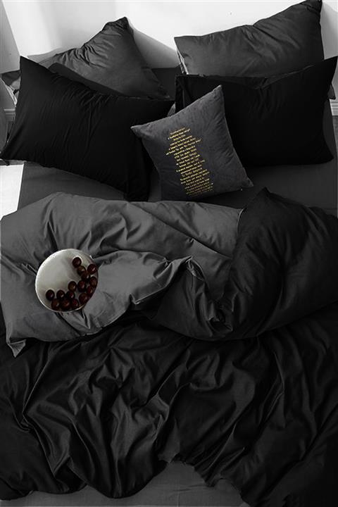 ALAMODE Colorbox Cotton Tek Kişilik Nevresim Takımı Gri Siyah  Ranforce Colorbox-5082