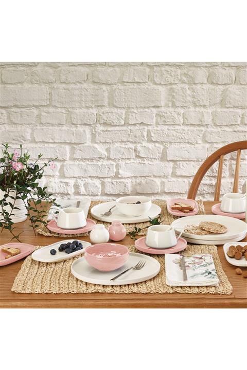 Emsan Parla Kahvaltı Takımı 32 Parça 6 Kişilik Pembe-beyaz