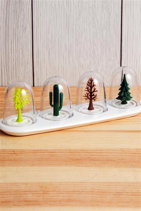 Amasra 4 Mevsim Baharatlık Dört Mevsim Cam Tuzluk Biberlik Karabiber Baharat Seti