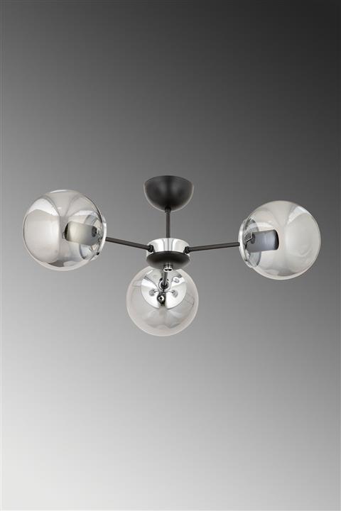 ESSLİGHT Güneş 3 Lü Modern Füme Glop Camlı Plafonyer Avize