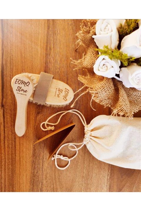 EQMQ STORE KOZMETİK Doğal At Kılı Vücut Fırçası ve At Kılı Yüz Fırçası