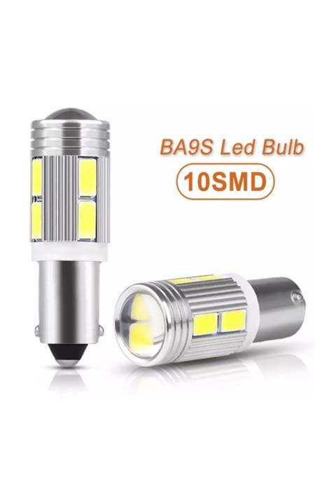 gürlerotoaksesuar Ba9s Led Ampül Mini Duylu Tırnaklı Park Plaka Ledi 2 Adet Mercekli 10 Ledli Beyaz Renk