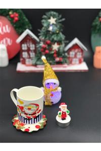 KENTBAZAAR Yılbaşı Figürlü Kupa Altlık Ve Noel Baba Mum Seti