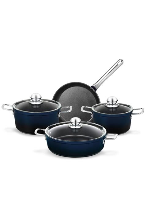Madame Coco Titanium Professional Tencere Seti 7 Parça - Lacivert