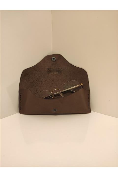 Leather Harmonica Koyu Kahve Hakiki Deri Gözlük Kabı