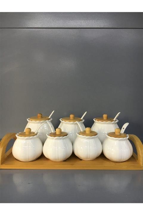 Perotti Bambu Standlı Porselen Baharatlık Seti