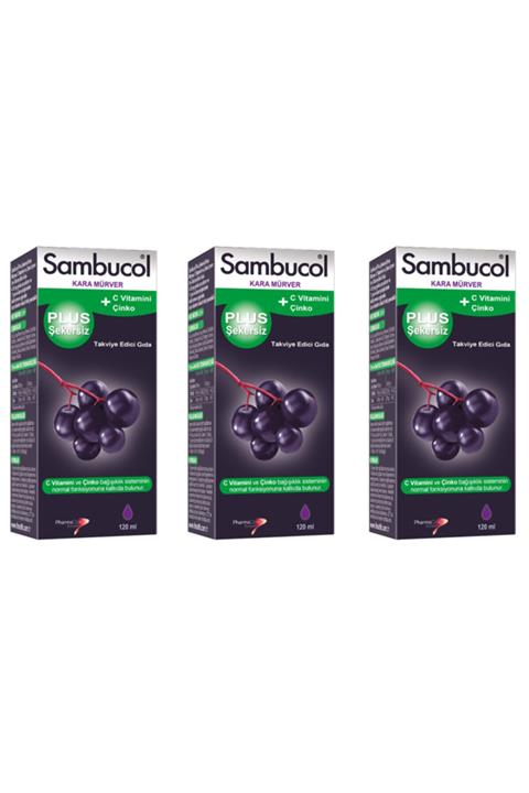 Sambucol Plus Şurup Şekersiz 120 ml 3'lü Paket