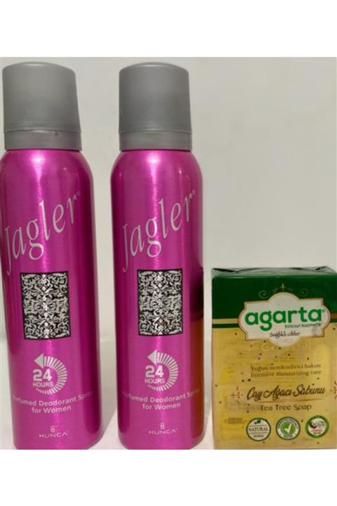 Jagler Klasik Bayan 150 Ml 2 Adet Deodorant Alana Agarta Çay Ağaçı Sabun 150 Ml Hediye