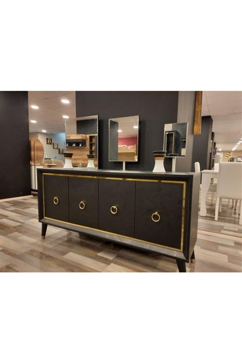 DARDASON Dm612-dm743 Kumru Ayaklı Kare Aynalı Ayaklı Konsol- Siyah