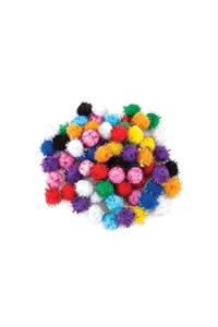 Puti 20mm Metalik Pom Pom