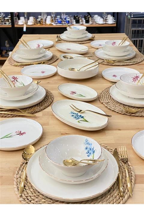 Onedekor 82 Parça Porselen Pure Fleur Yemek Takımı 6 Kişilik