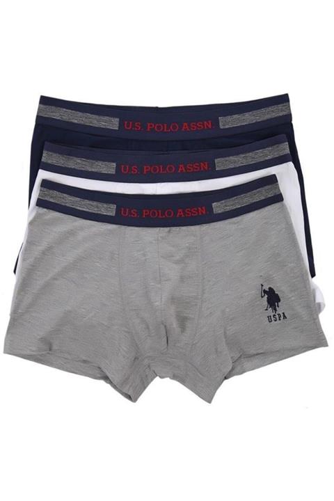 U.S. Polo Assn. Erkek Gri 3 Lü Boxer 80155
