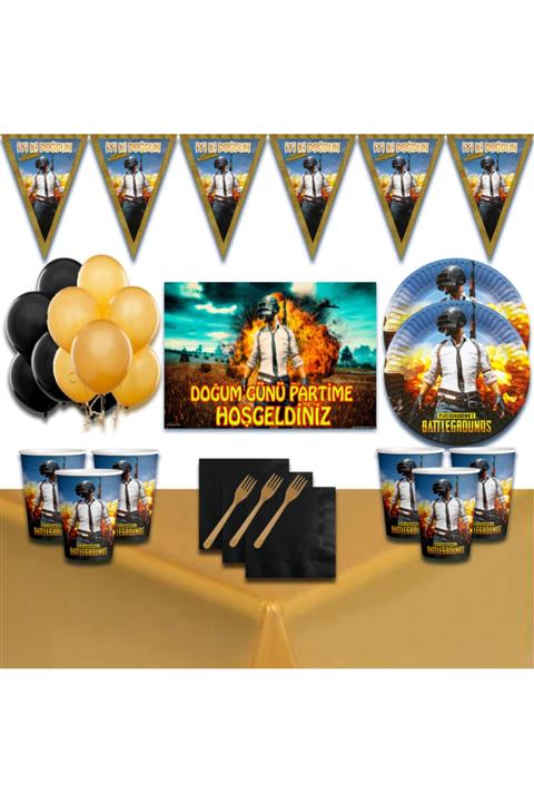 partykids Playerunknown's Battlegrounds 32 Kişilik Doğum Günü Parti Süsleri Malzemeleri Seti