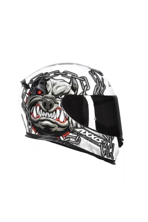 AXXIS Eagle Sv Cyber Bull Matt Whıte ( Şeffaf Vizör ) Kapalı Kask